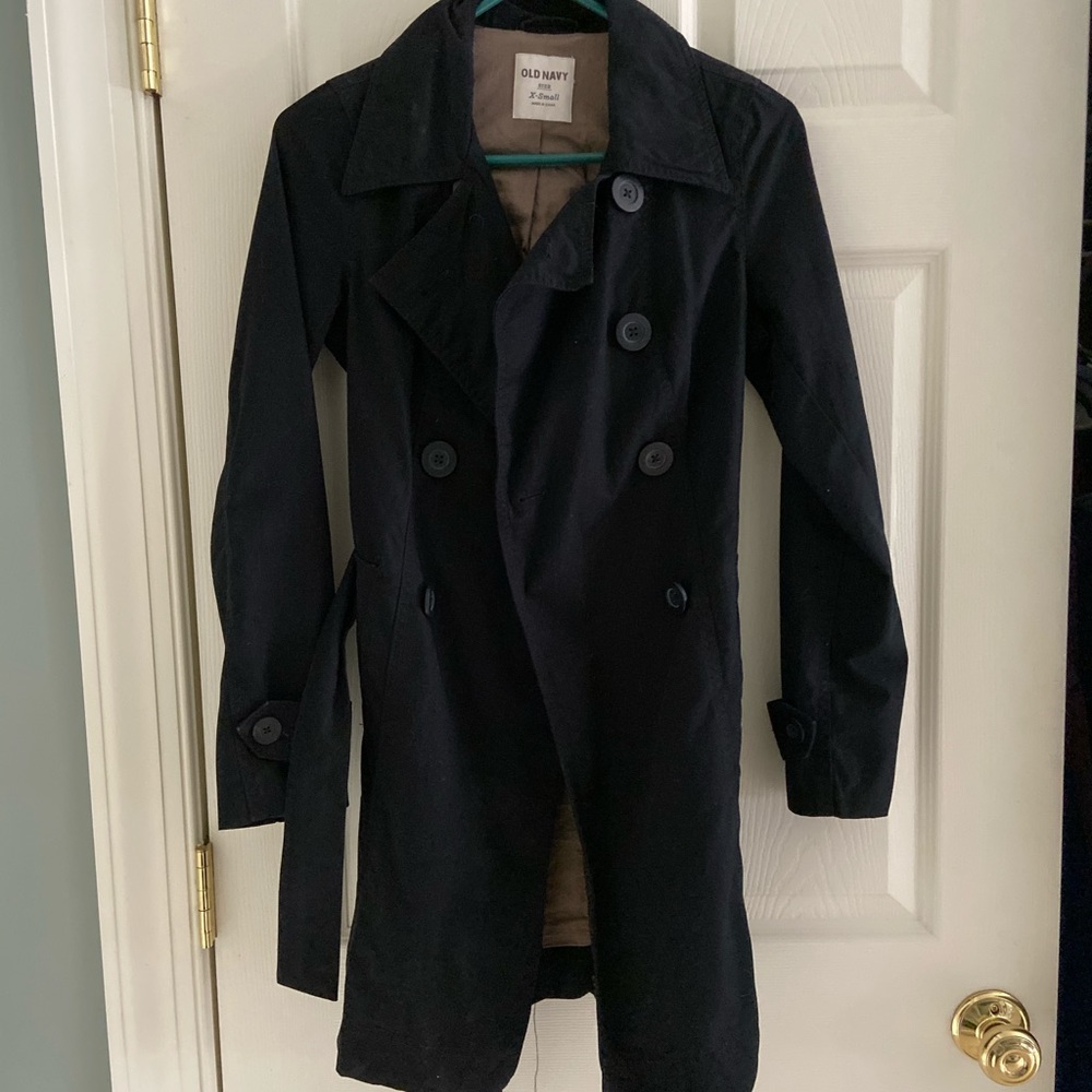 Old navy black trench coat